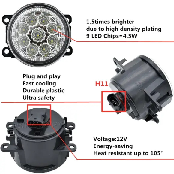 2x For Mitsubishi Attrage Mirage G4 2020-2022 NEW Fog Lamp DRL H11 12V Fog Lamps Daytime Running Light Fog Lights Left+Right - Image 3