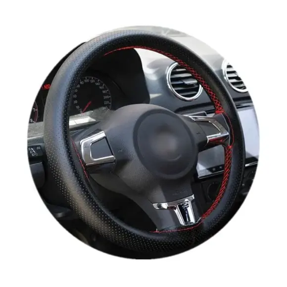 38cm DIY Car Steering Wheel Cover Fiber Leather Thread Artificial Leather Car Covers Suite Auto Accessories - Image 2
