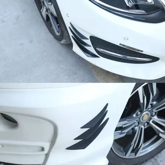 6pcs Universal Rubber Car Front Bumper Lip Protector Rear Diffuser Black Carbon Fiber Spoiler Splitter Wing Protection Guard - Image 2