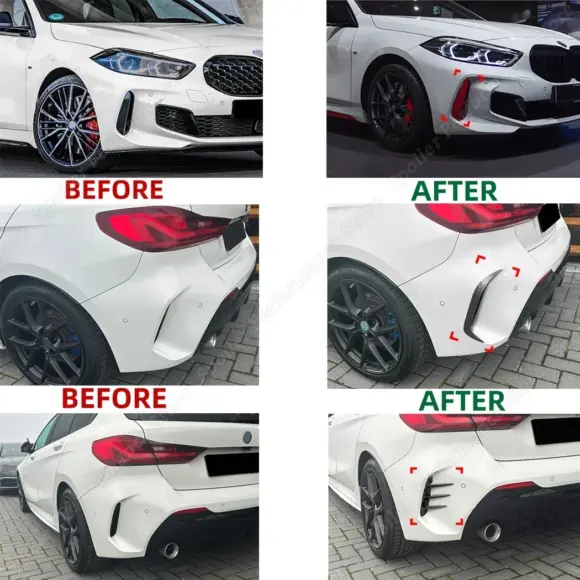 Carbon Look Car ABS Plastic Body Kit Front/Rear Bumper Spoiler For BMW 1 Series F40 M-PACK & M135i 2019-2024 Wind Knife Cover - Image 2